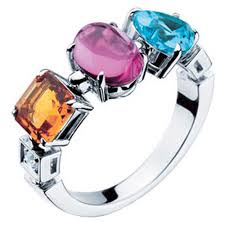 orange pink and blue gemmed ring